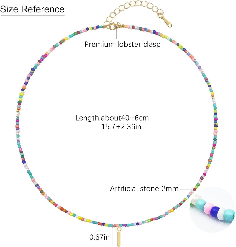 Senfour Colorful Beaded Initial Necklaces for Kids Girls, Personized Graduation Birthday Gifts - Choker Necklace for Women,Teen and Preteen Girls - Image 4